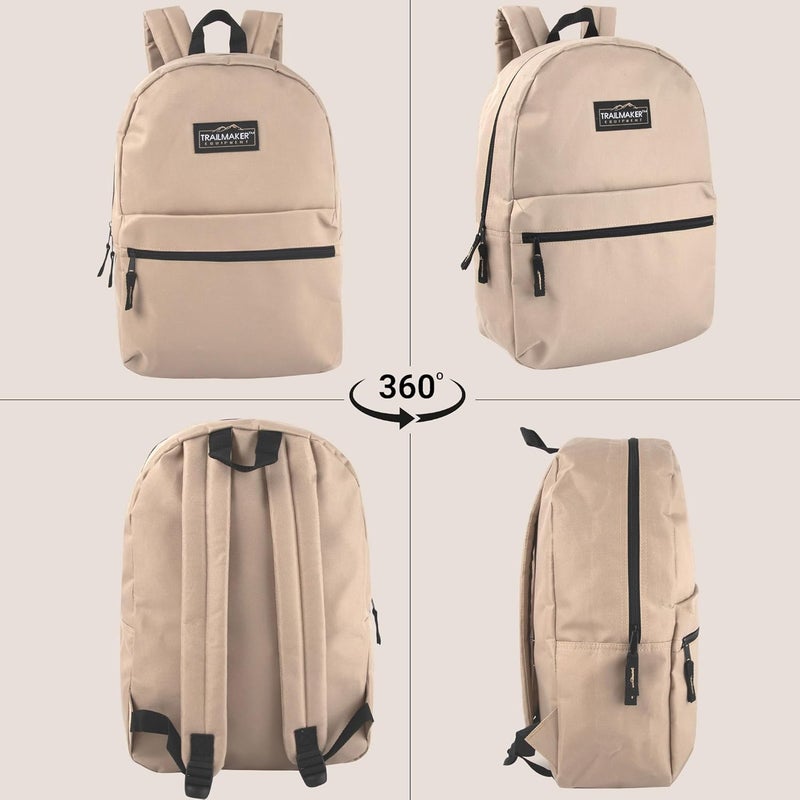 Trailmaker Classic 17 inch Backpacks with Adjustable Padded Straps | School Backpacks for Girls, Boys (Khaki) - Image 5